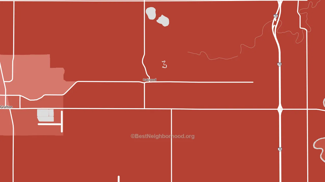 Oakwood, ND block-group political-lean map