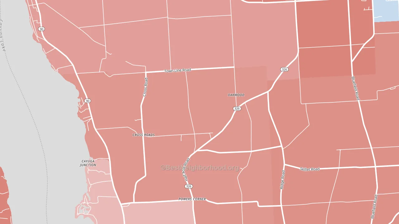 Oakwood, NY block-group political-lean map