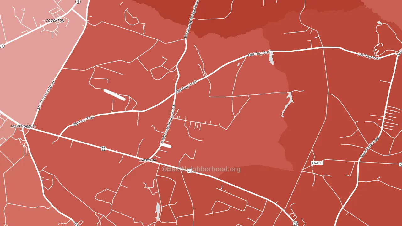 Oakwood, SC block-group political-lean map