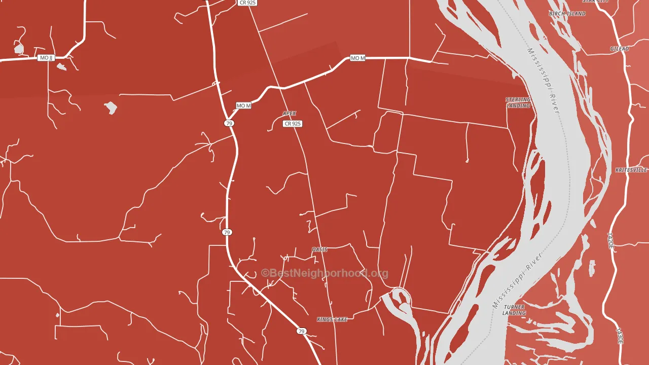 Oasis, MO block-group political-lean map
