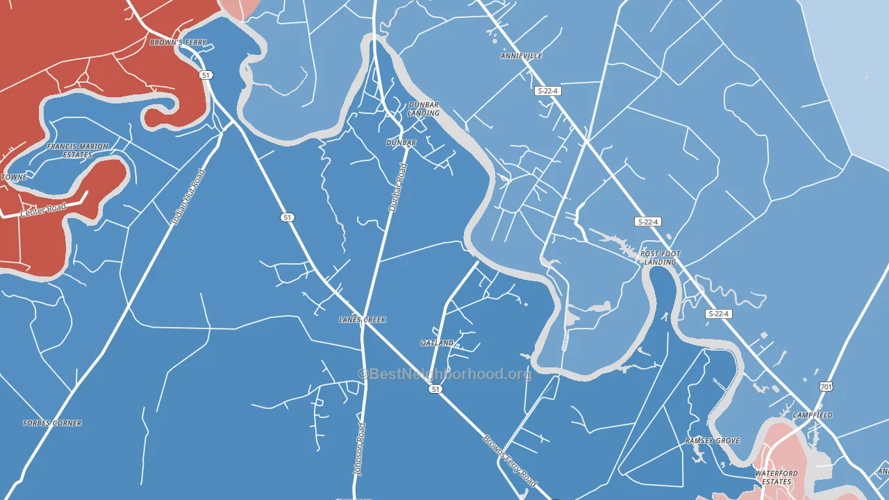 Oatland, SC block-group political-lean map
