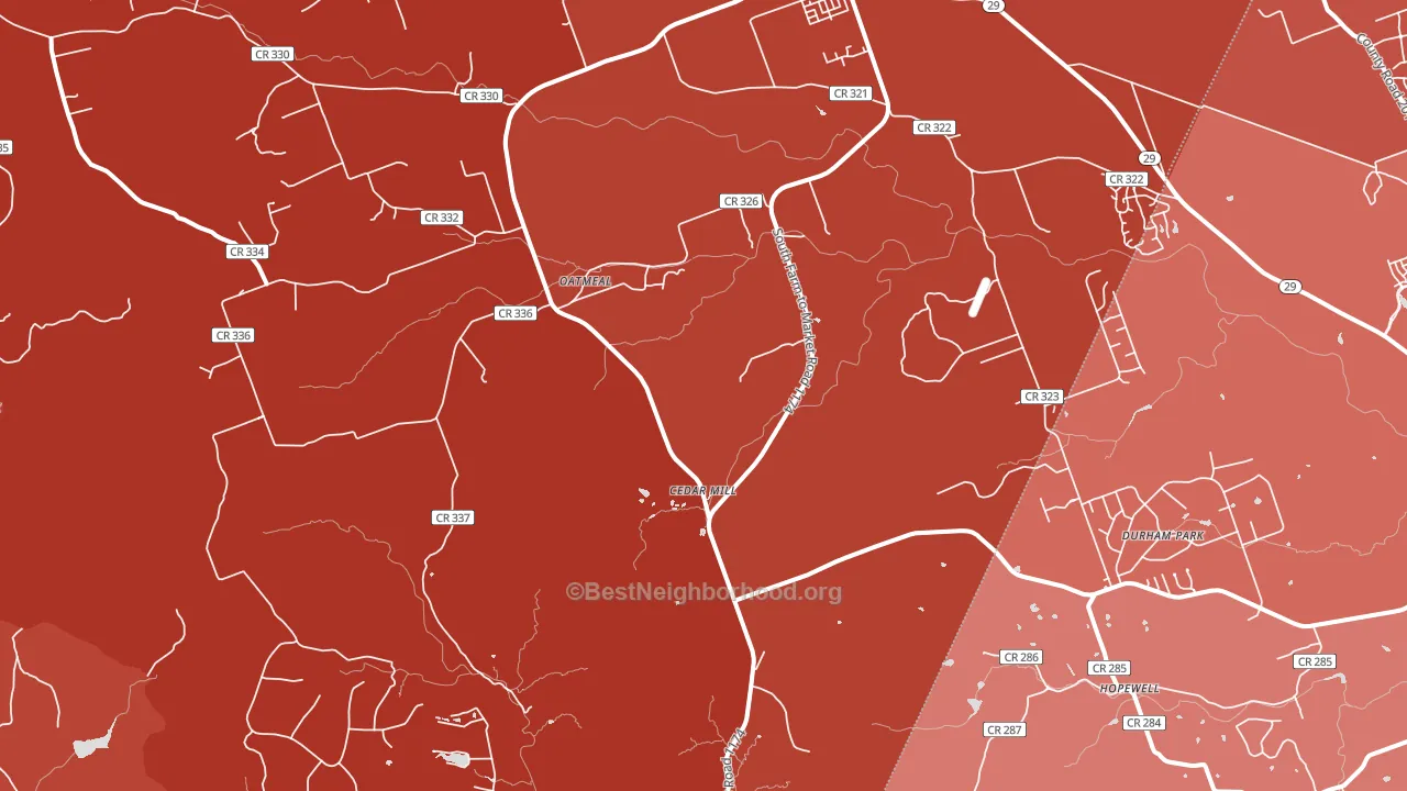 Oatmeal, TX block-group political-lean map