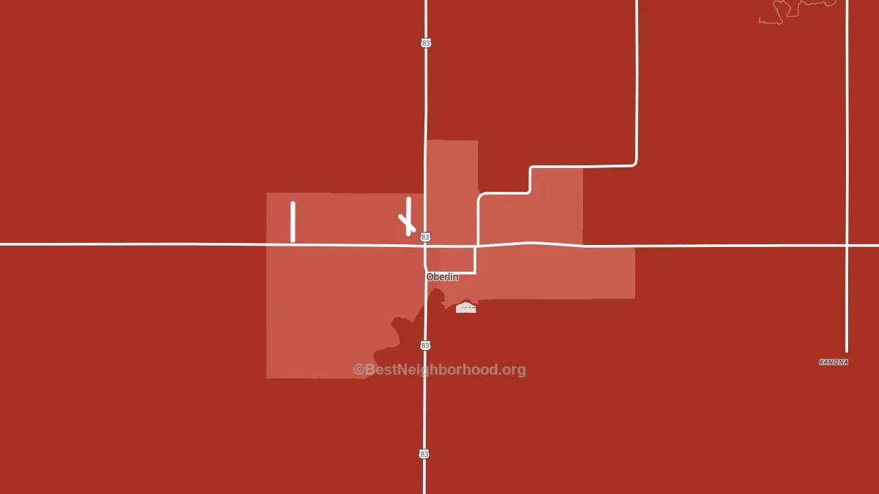Oberlin, KS block-group political-lean map