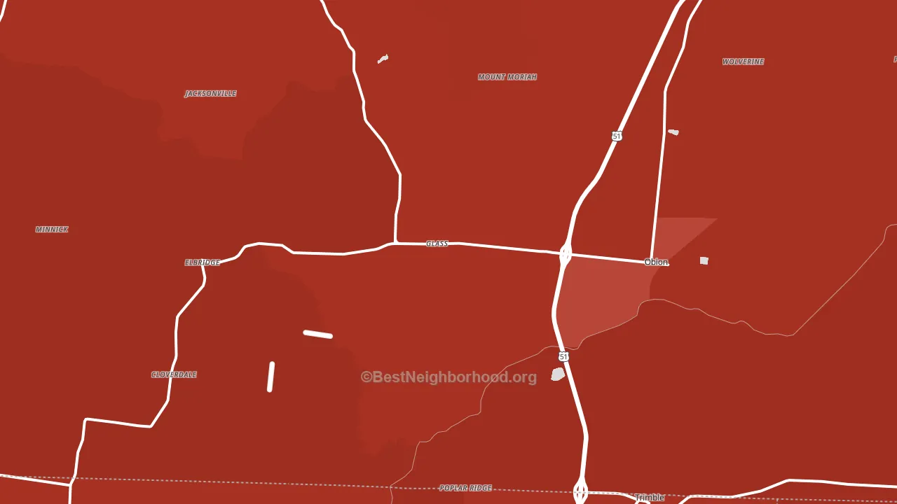 Obion, TN block-group political-lean map