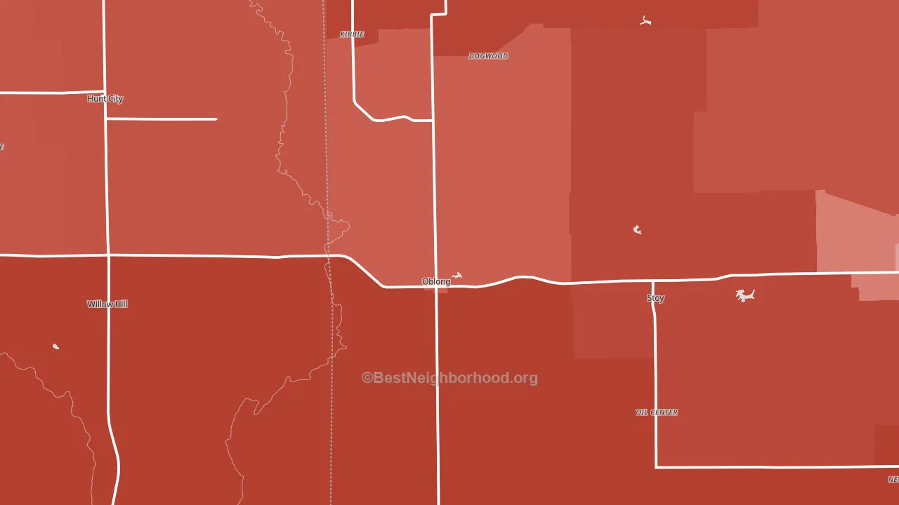 Oblong, IL block-group political-lean map