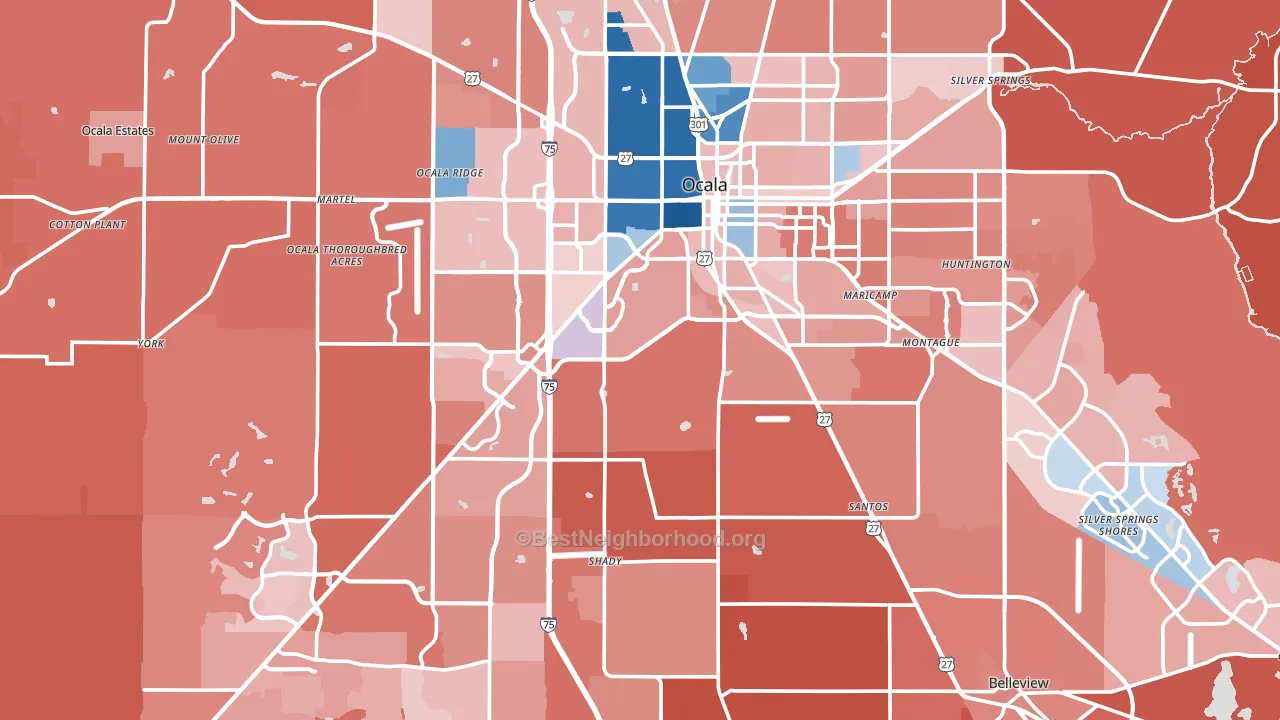 Ocala, FL block-group political-lean map