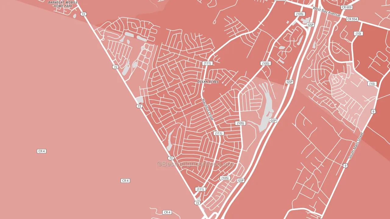 Ocean Acres, NJ block-group political-lean map