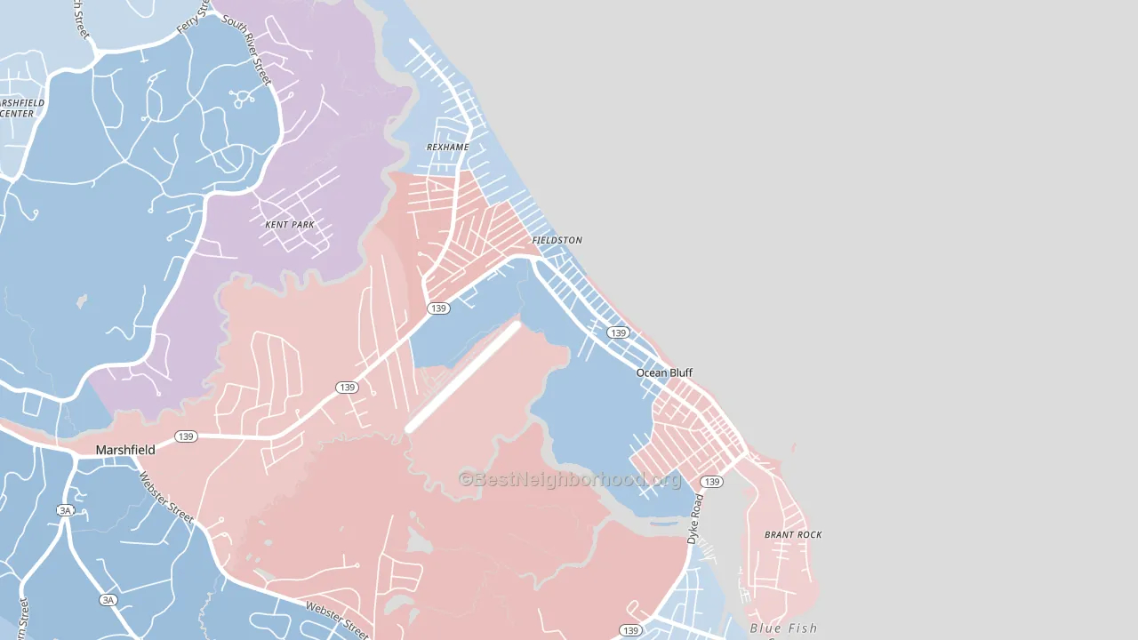 Ocean Bluff-Brant Rock, MA block-group political-lean map