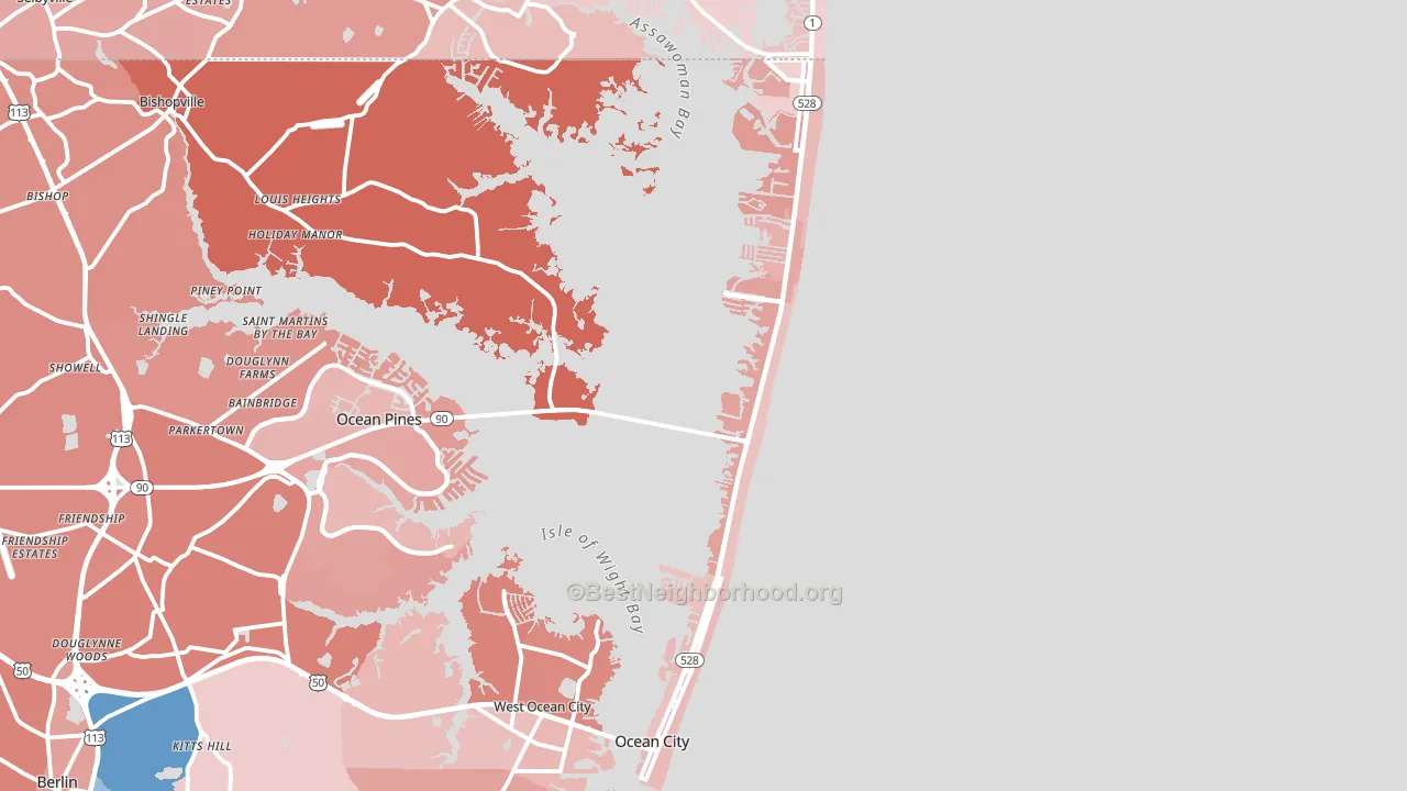 Ocean City, MD block-group political-lean map