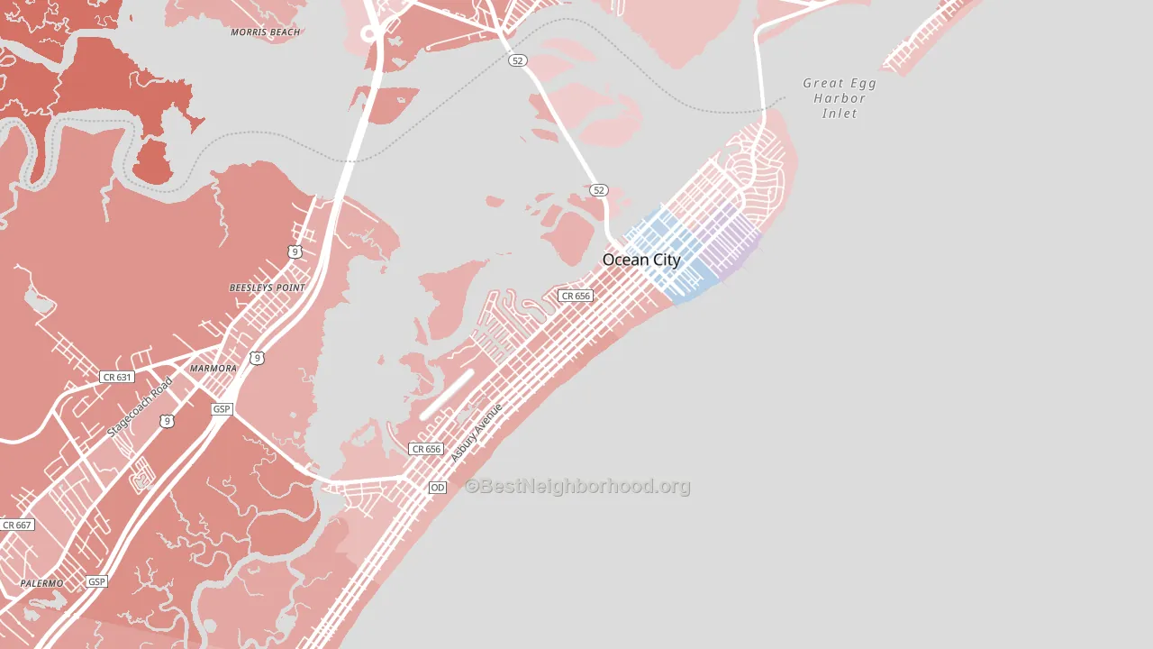 Ocean City, NJ block-group political-lean map