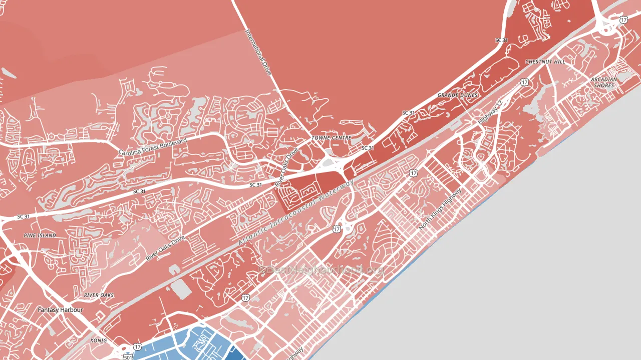 Ocean Forest, SC block-group political-lean map