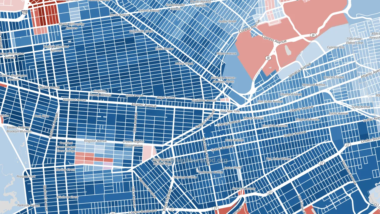 Ocean Hill, Brooklyn, NY block-group political-lean map