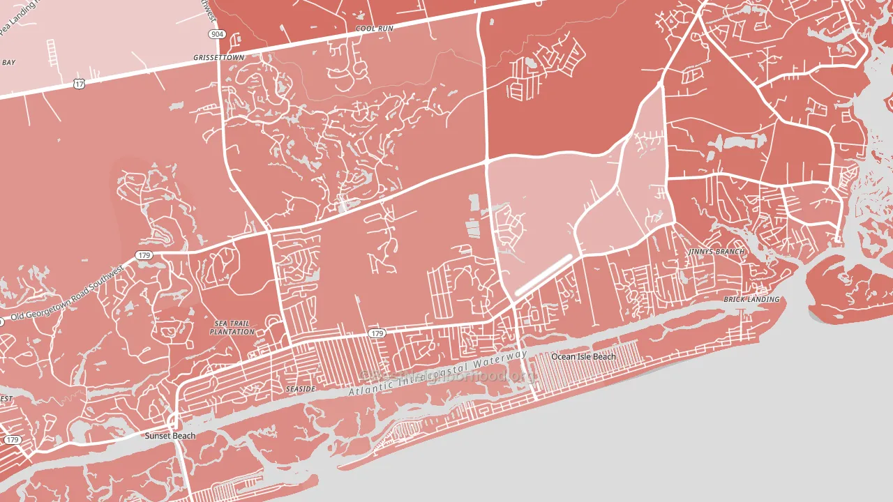 Ocean Isle Beach, NC block-group political-lean map