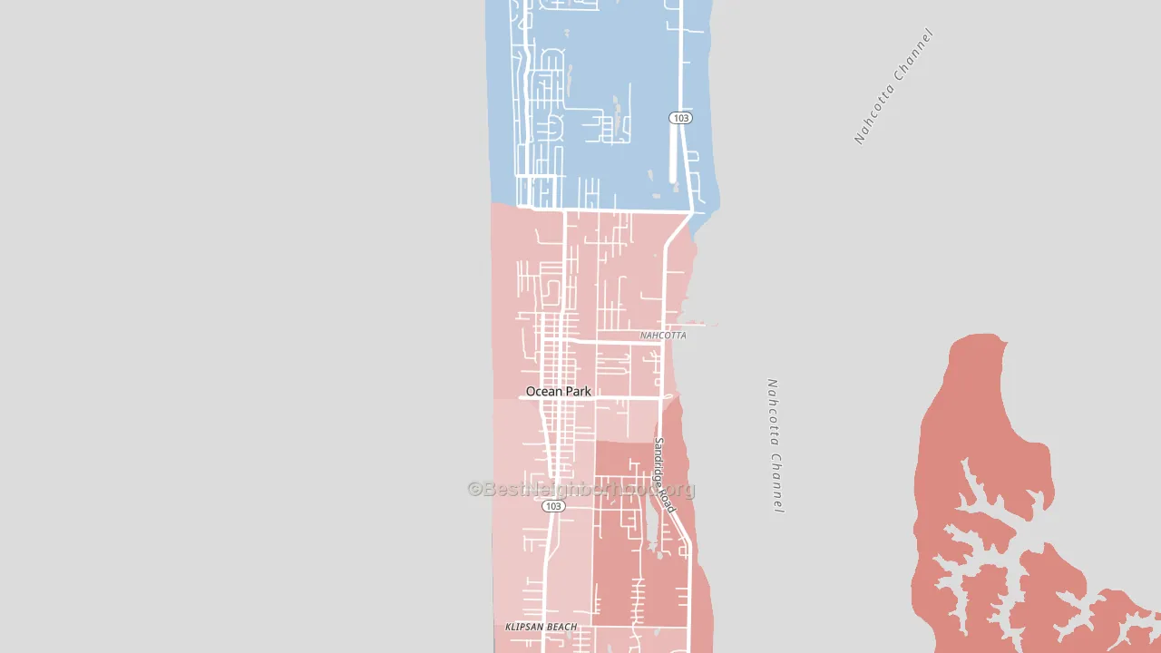 Ocean Park, WA block-group political-lean map