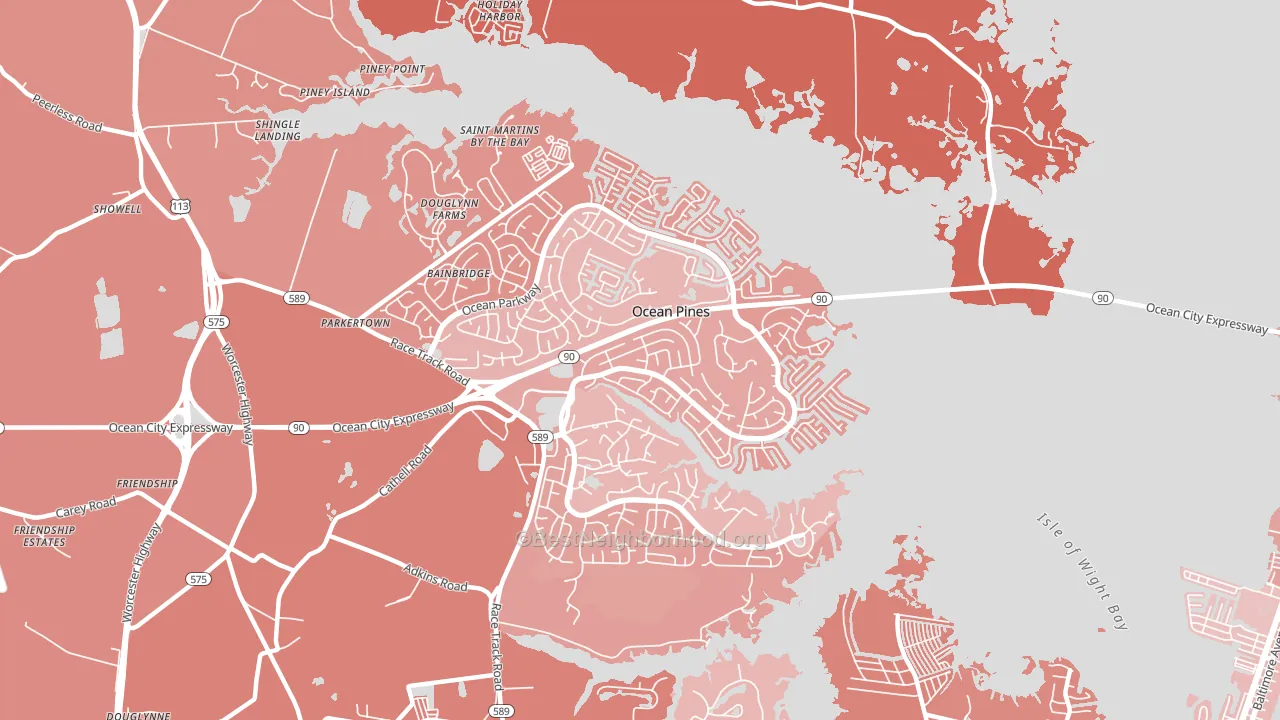 Ocean Pines, MD block-group political-lean map