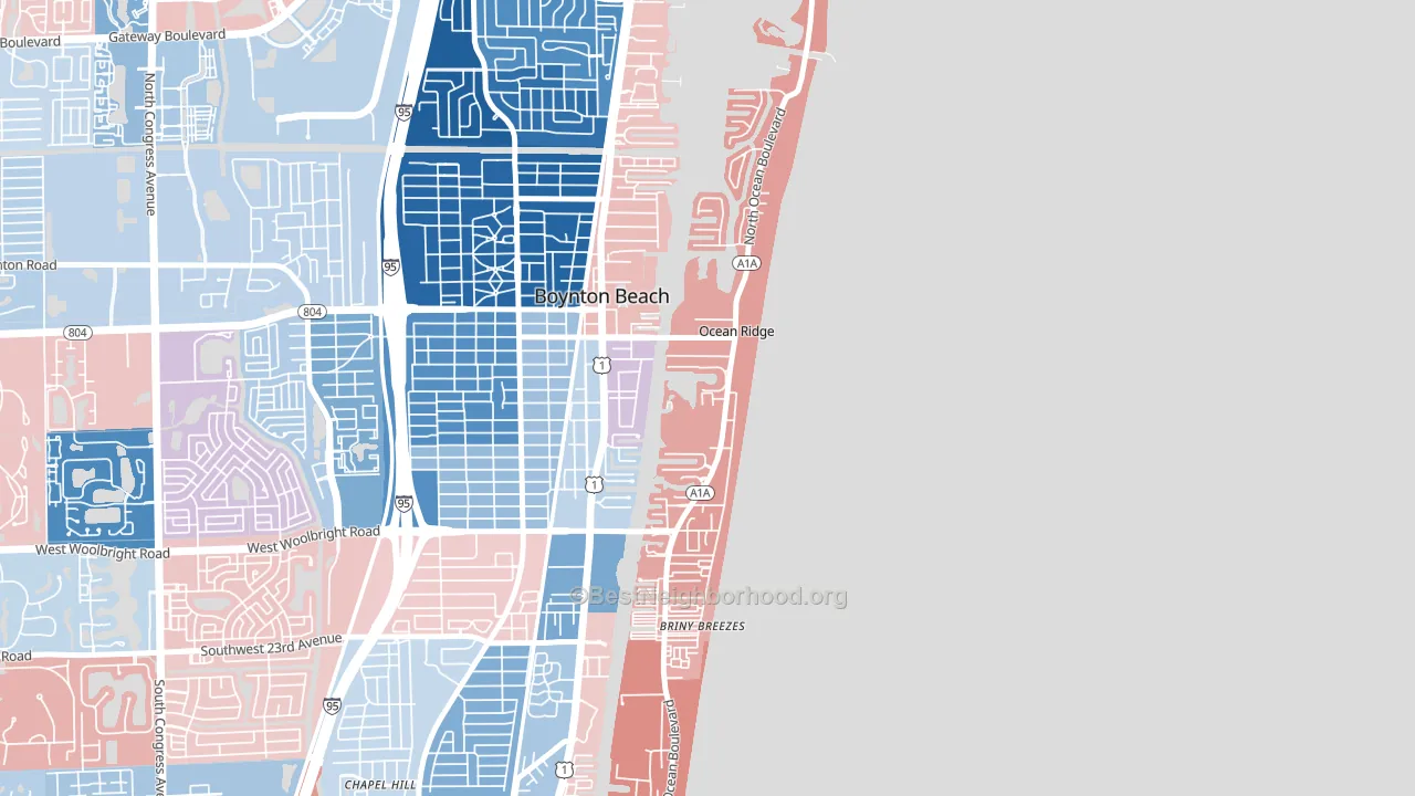 Ocean Ridge, FL block-group political-lean map