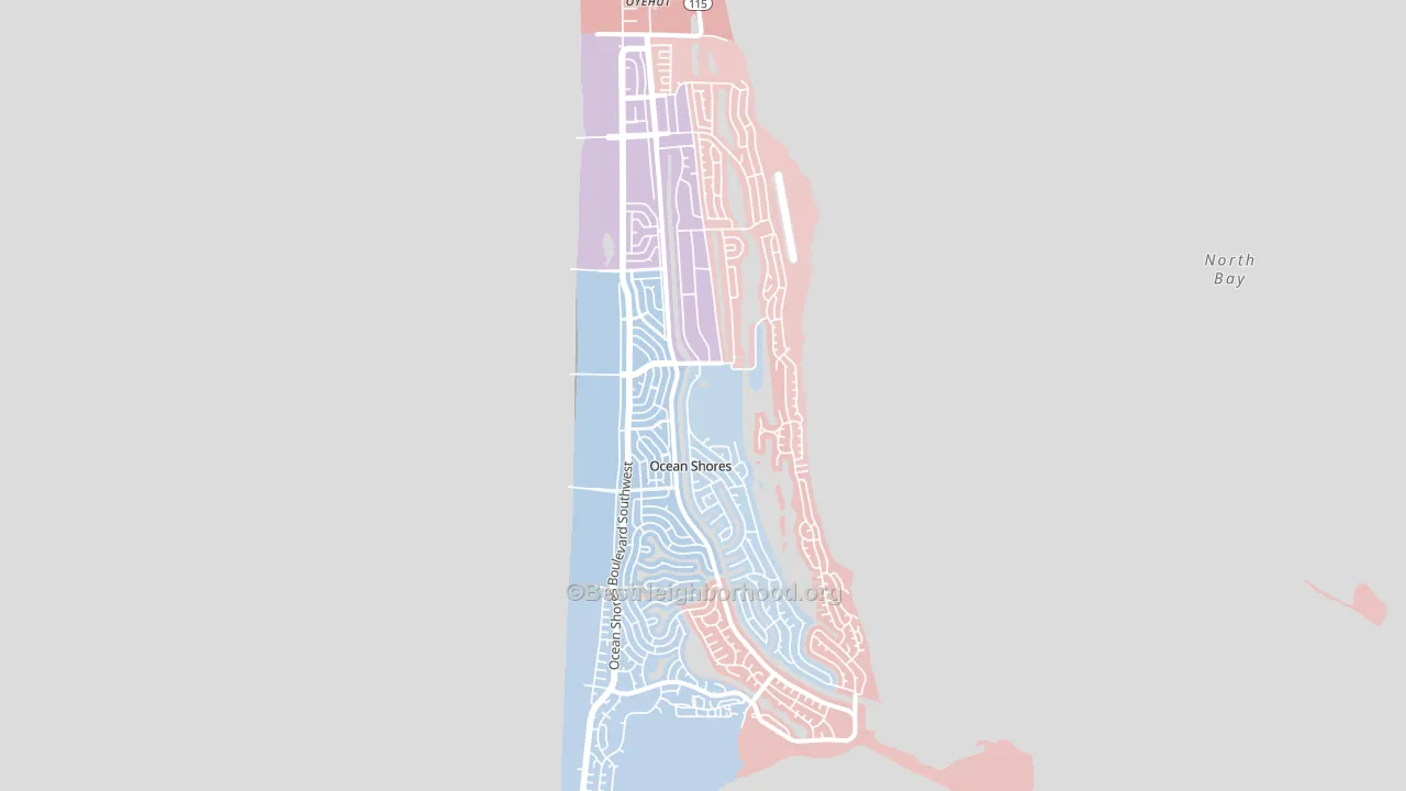 Ocean Shores, WA block-group political-lean map