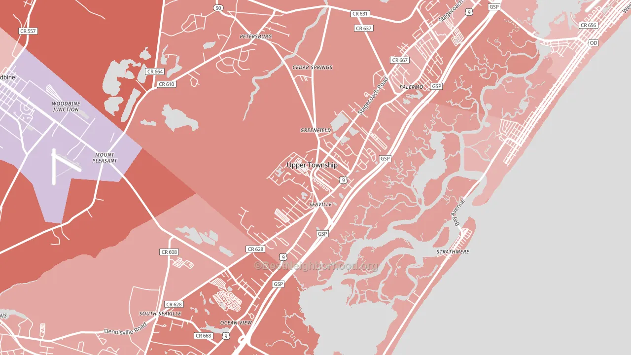 Ocean View, NJ block-group political-lean map
