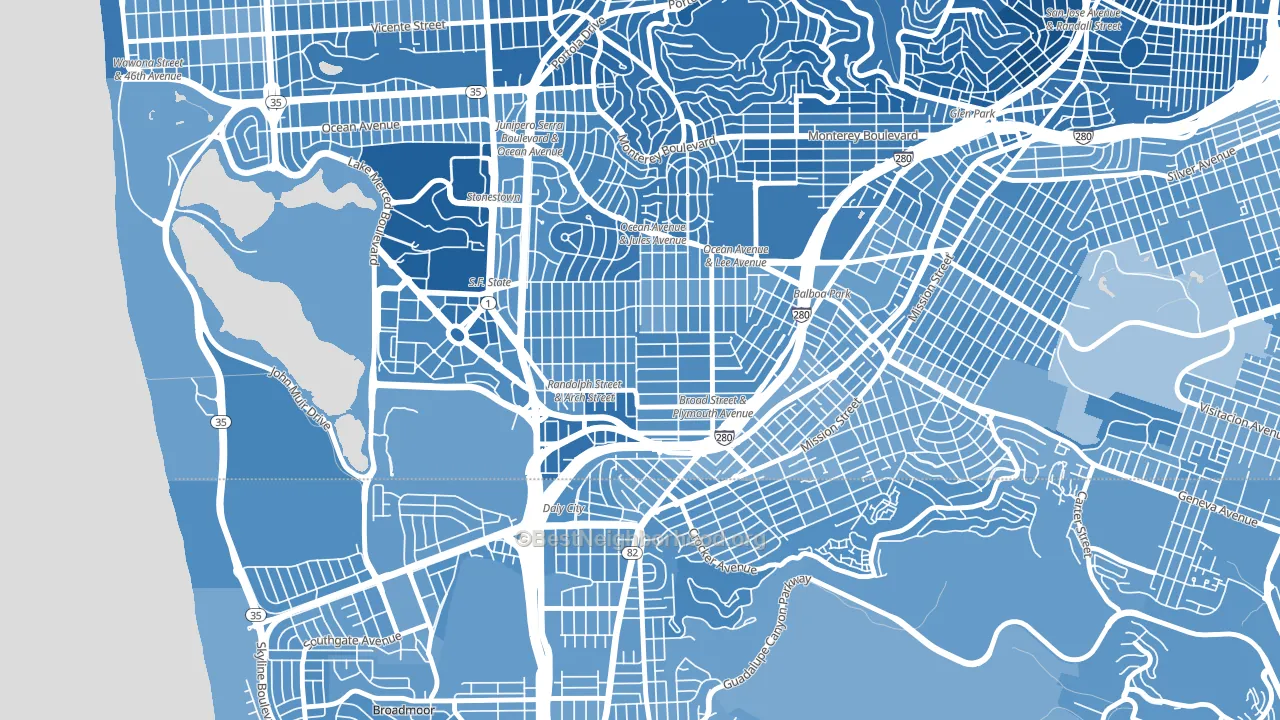 Ocean View, San Francisco, CA block-group political-lean map
