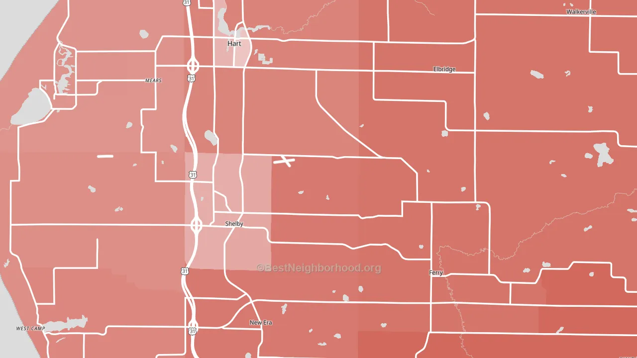 Oceana County, MI block-group political-lean map