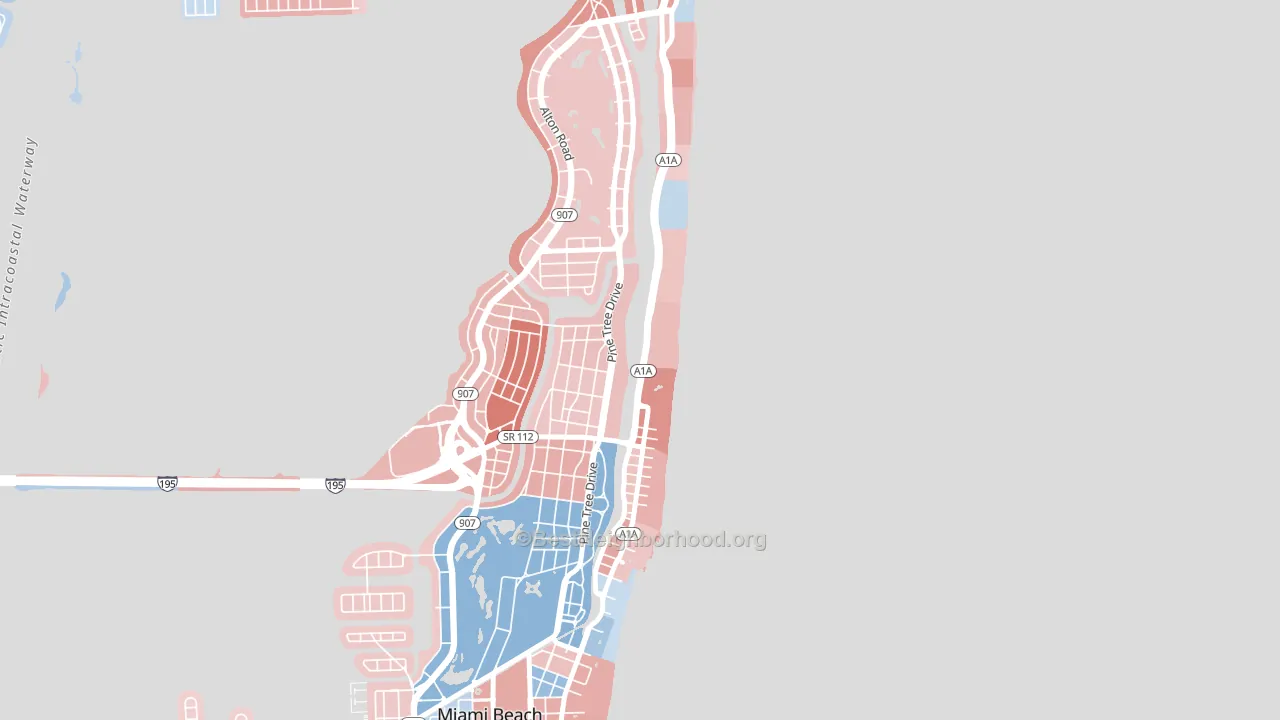 Oceanfront, Miami Beach, FL block-group political-lean map