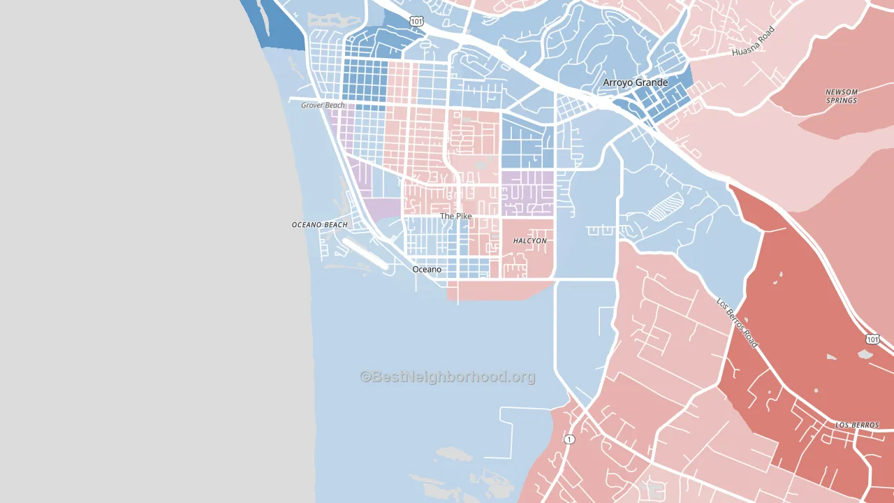 Oceano, CA block-group political-lean map