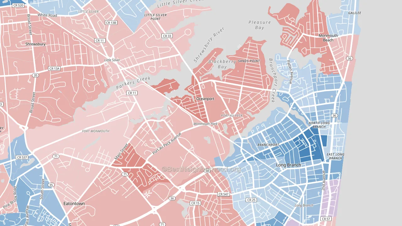 Oceanport, NJ block-group political-lean map