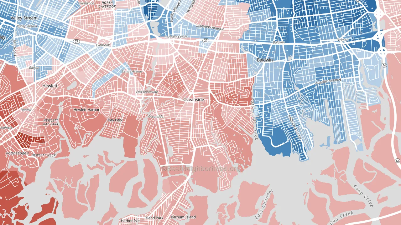Oceanside, NY block-group political-lean map