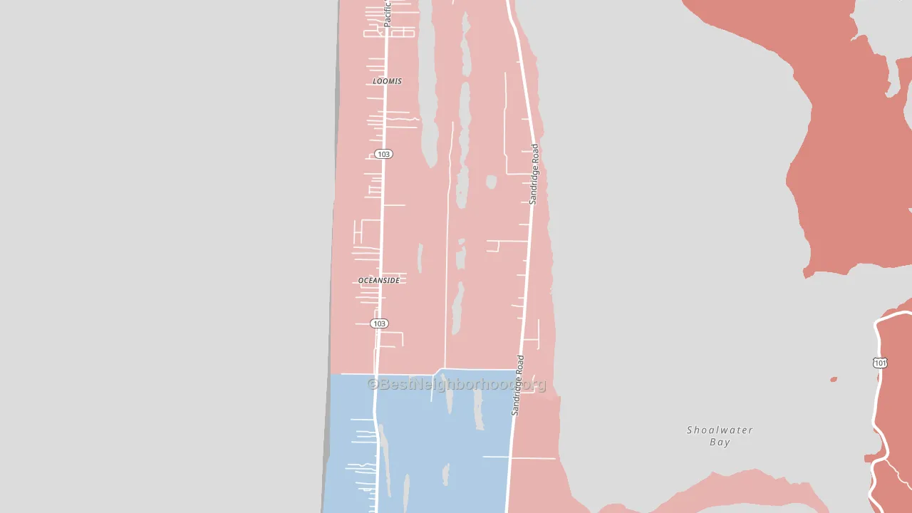Oceanside, WA block-group political-lean map