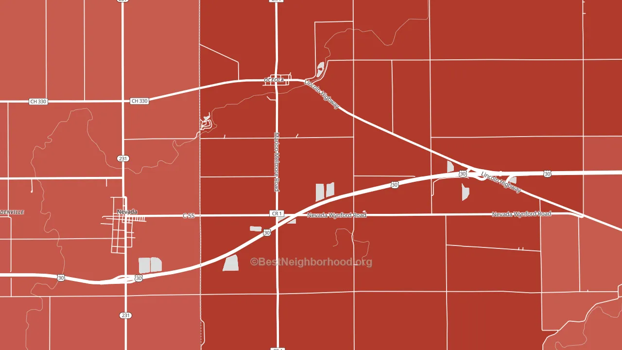 Oceola, OH block-group political-lean map