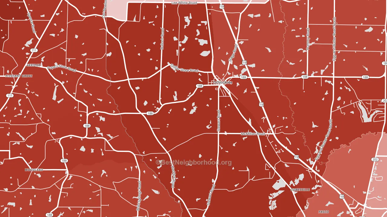 Ochlocknee, GA block-group political-lean map