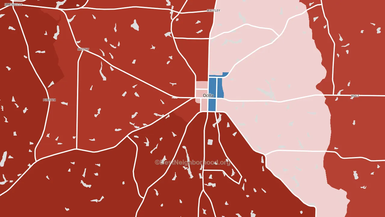 Ocilla, GA block-group political-lean map