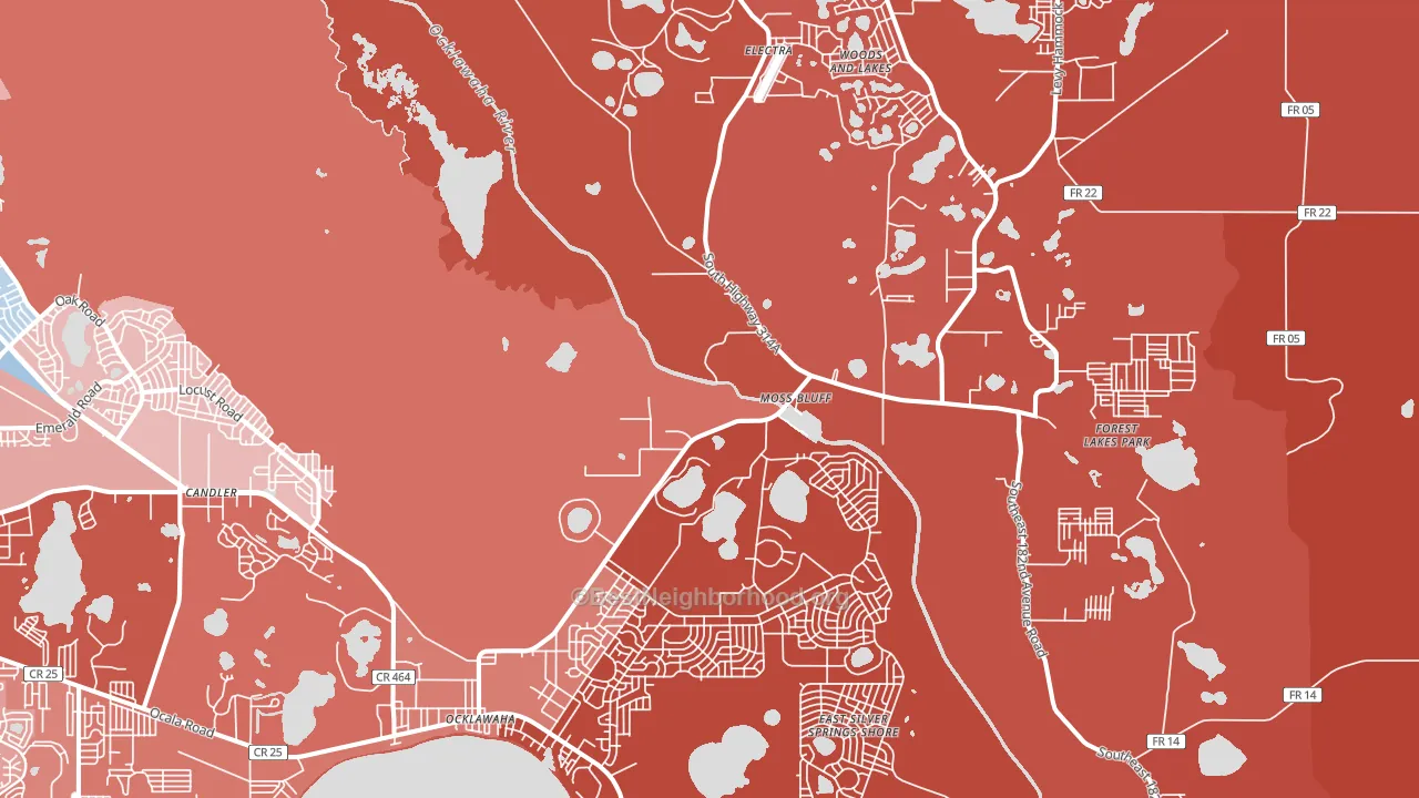 Ocklawaha, FL block-group political-lean map