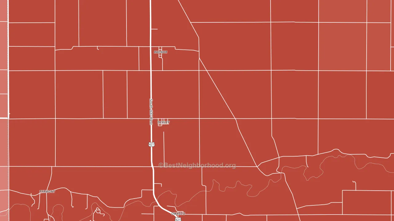 Ockley, IN block-group political-lean map