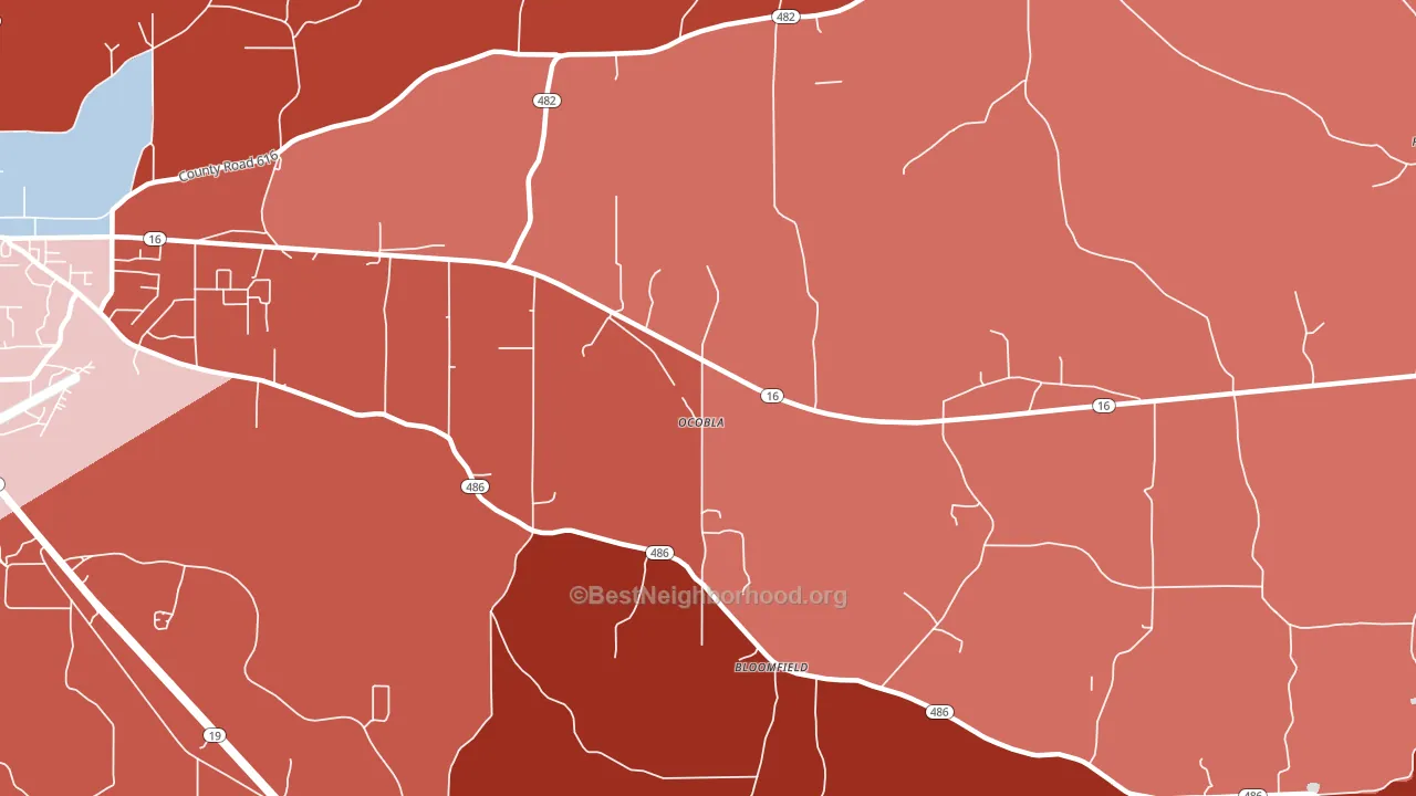 Ocobla, MS block-group political-lean map