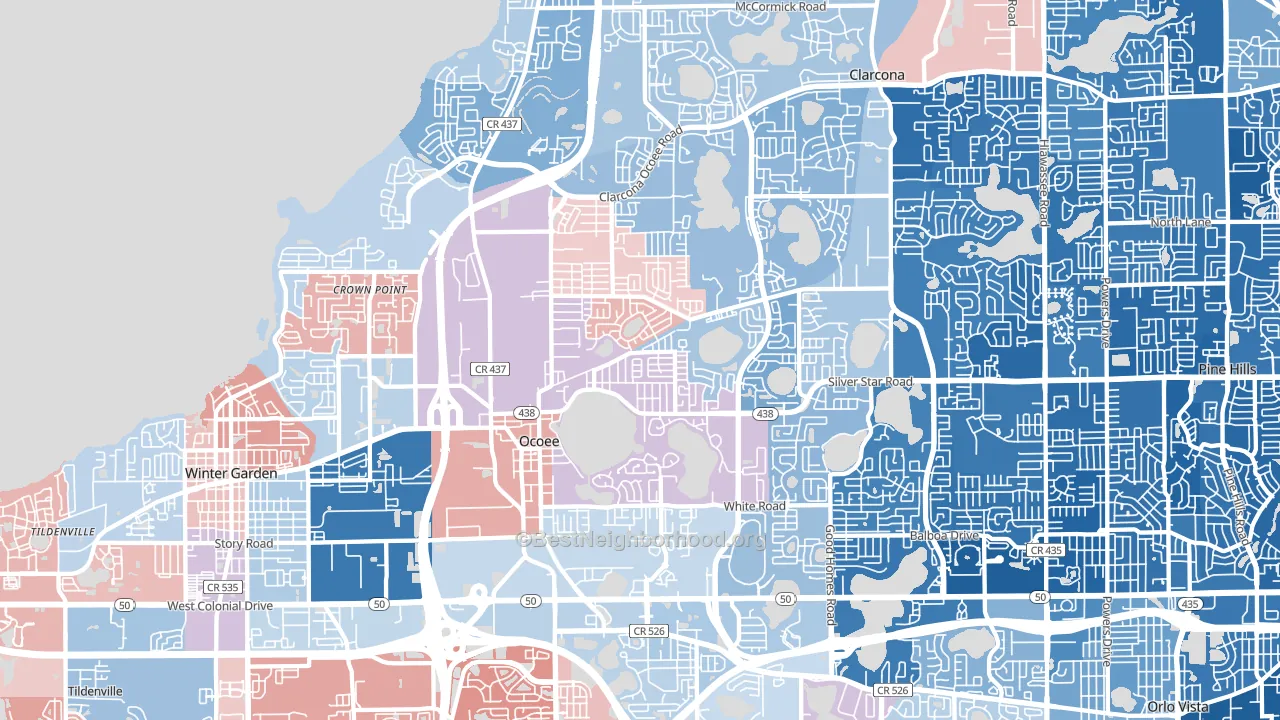 Ocoee, FL block-group political-lean map