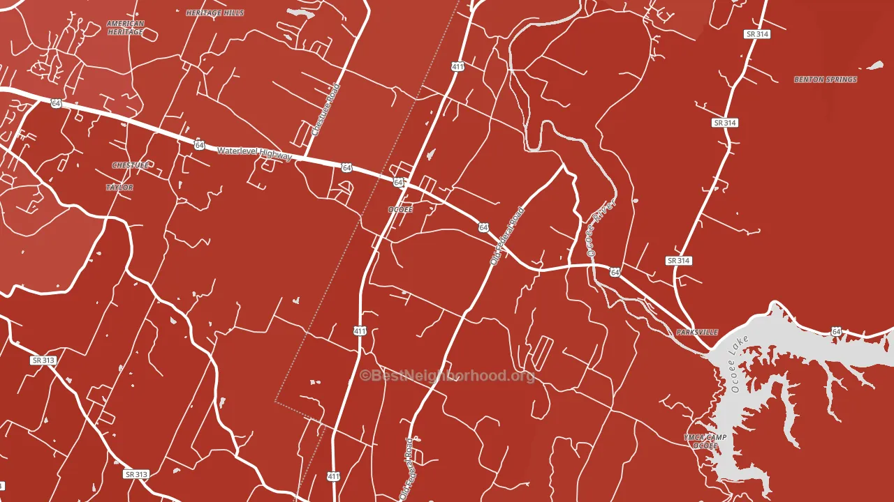 Ocoee, TN block-group political-lean map