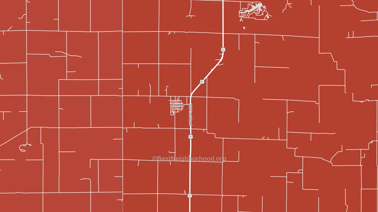 Oconee, IL block-group political-lean map