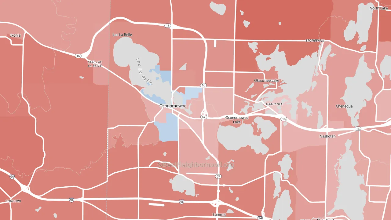 Oconomowoc, WI block-group political-lean map