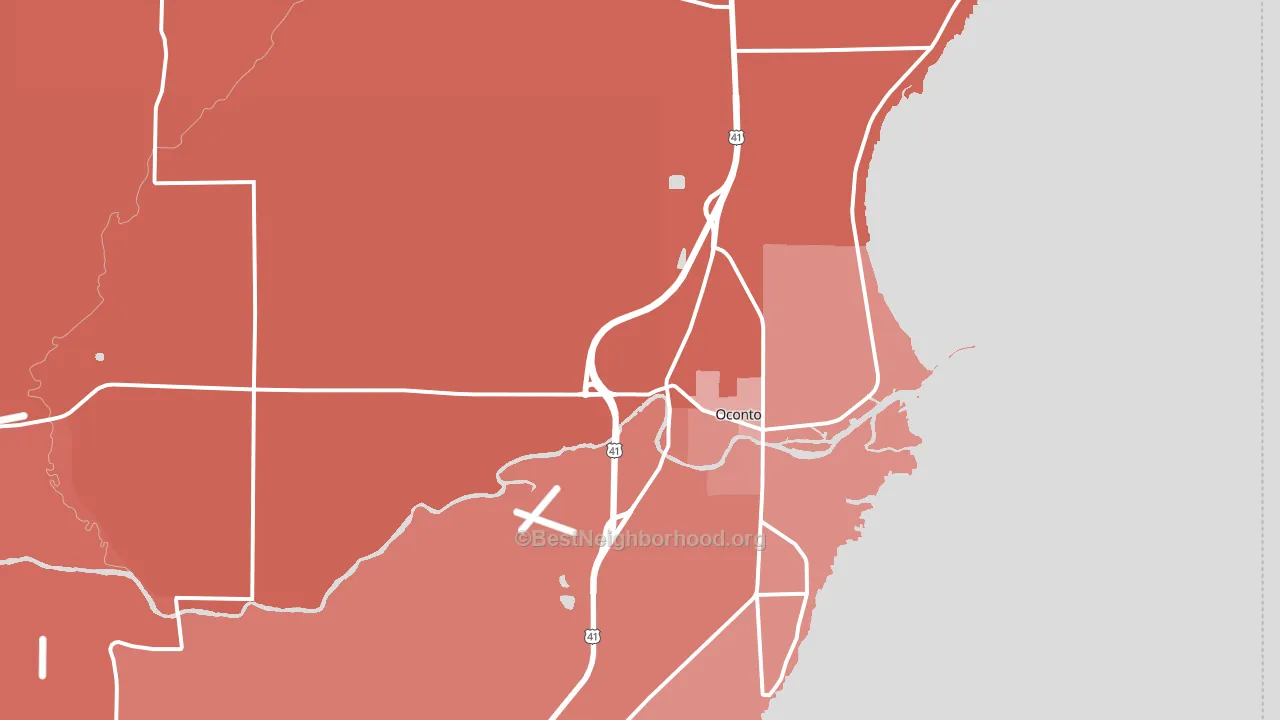 Oconto, WI block-group political-lean map