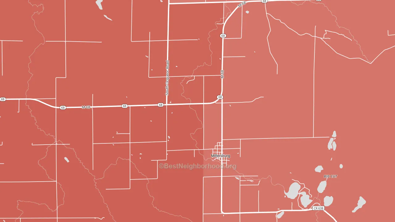 Ocqueoc, MI block-group political-lean map