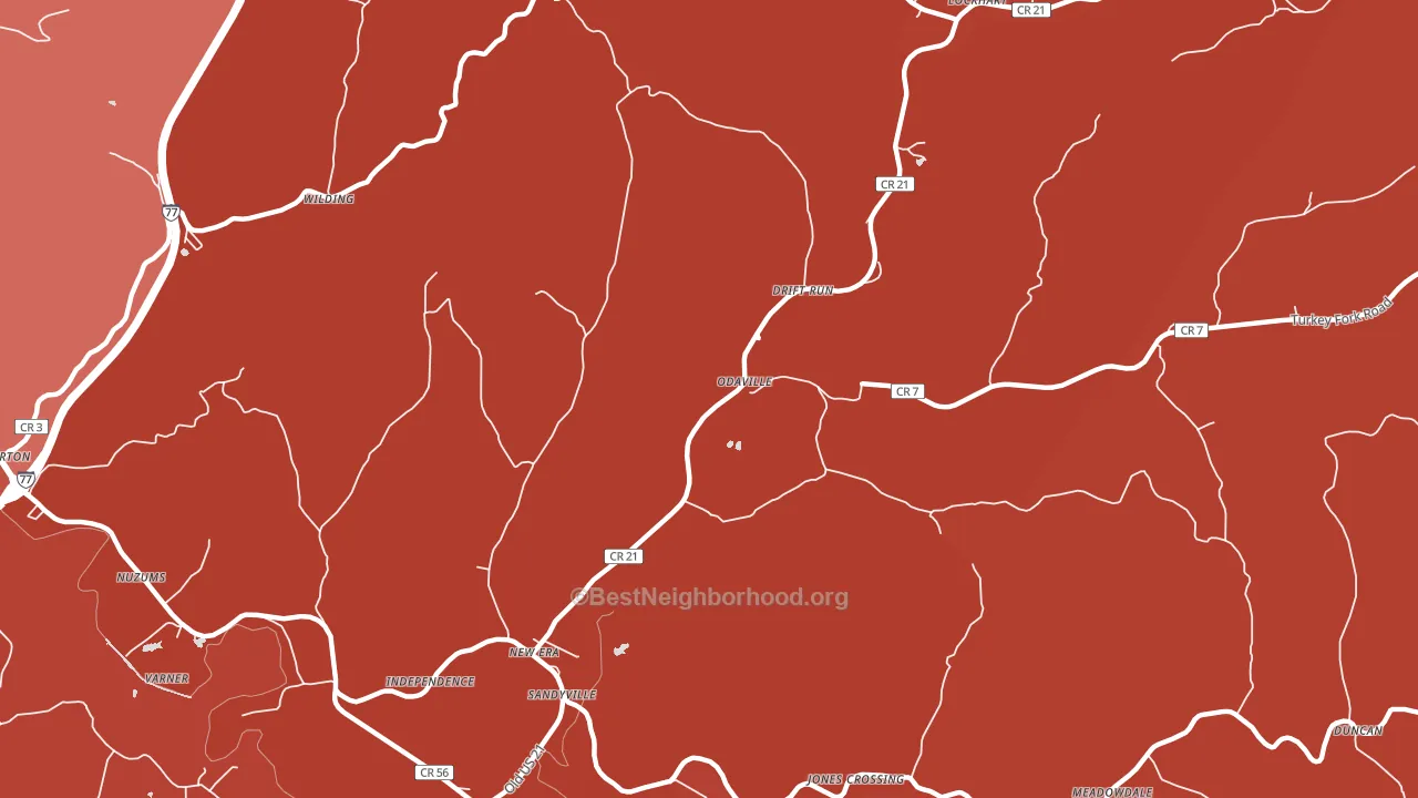 Odaville, WV block-group political-lean map