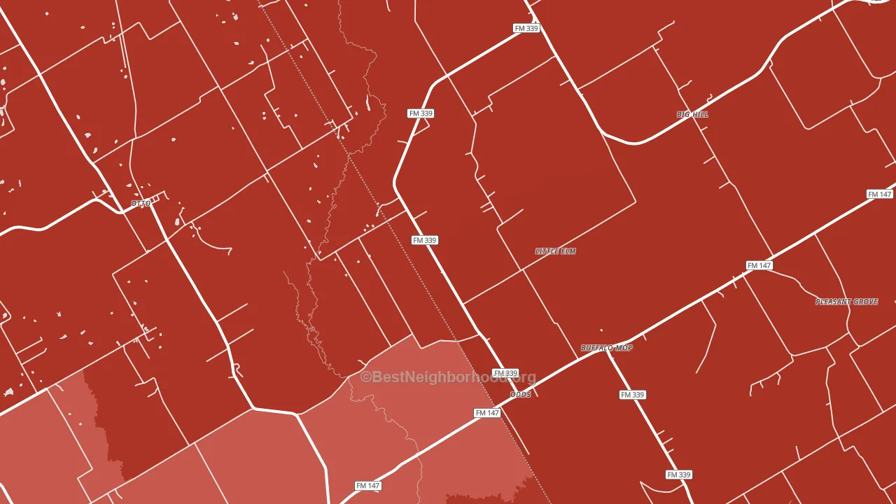 Odds, TX block-group political-lean map