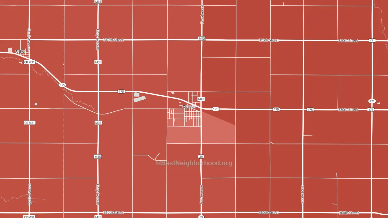 Odebolt, IA block-group political-lean map