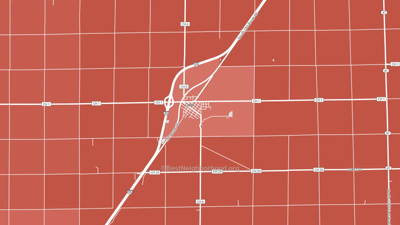 Odell, IL block-group political-lean map