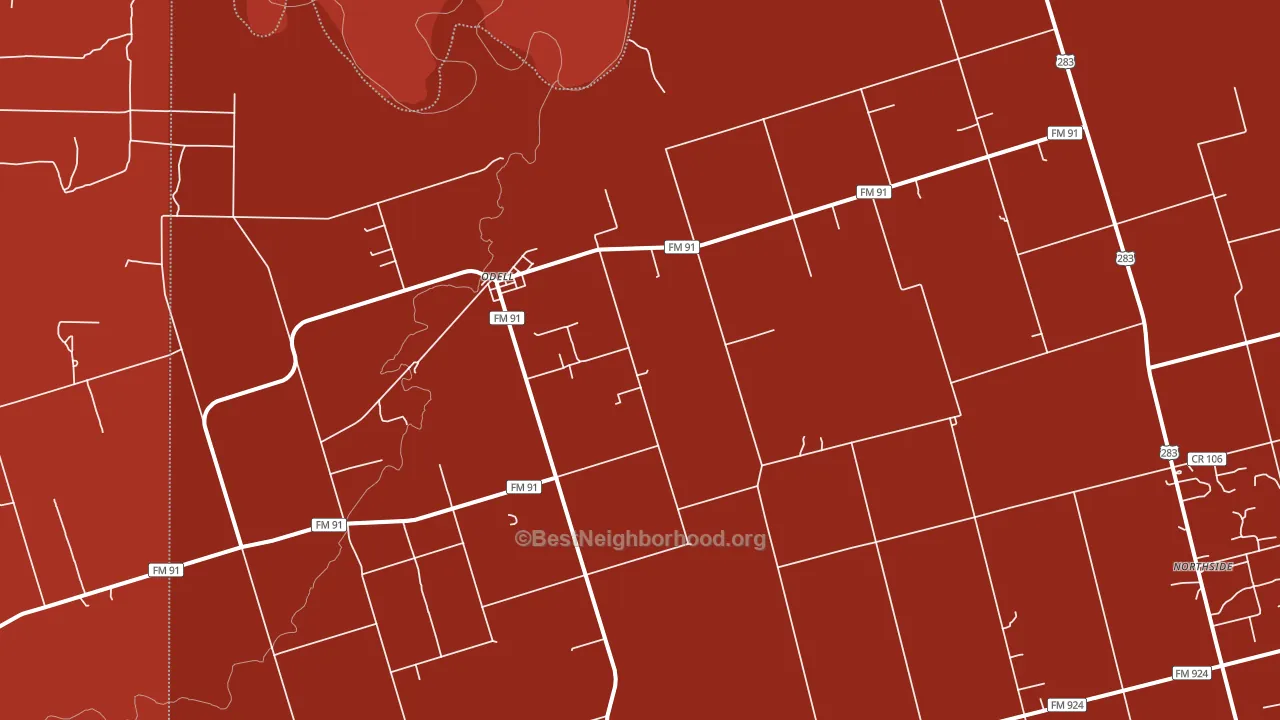 Odell, TX block-group political-lean map