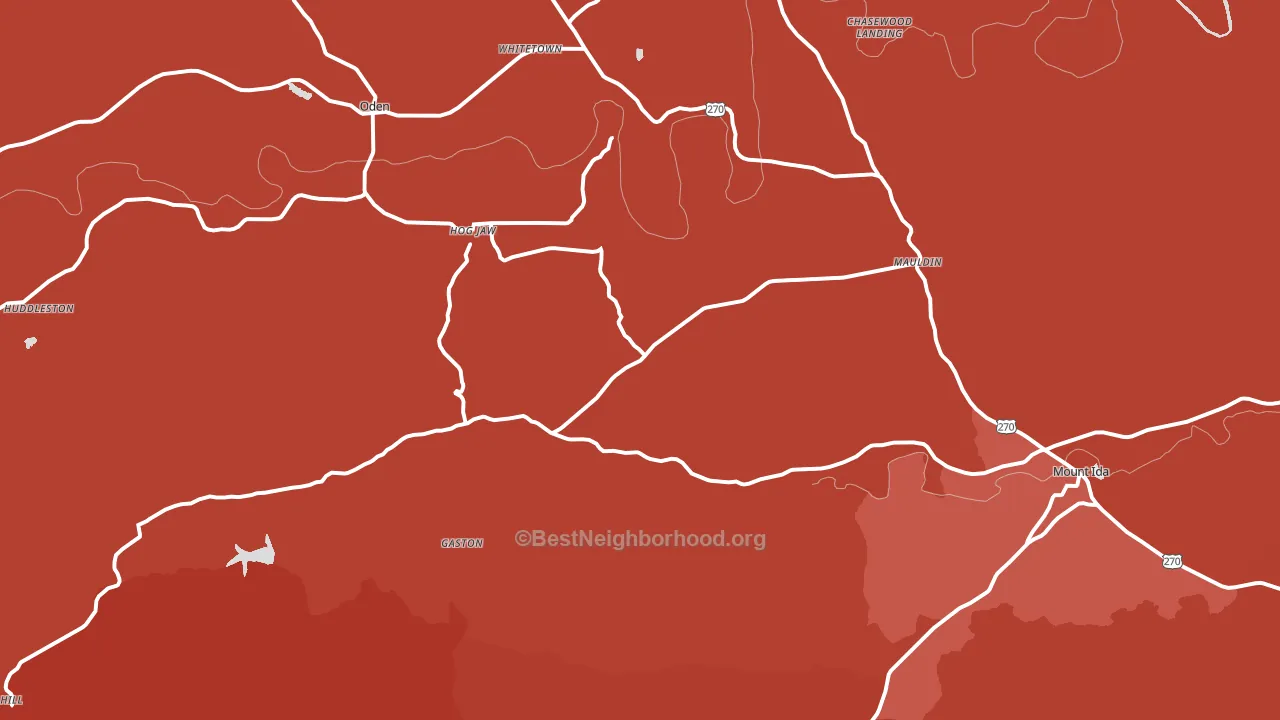 Oden, AR block-group political-lean map