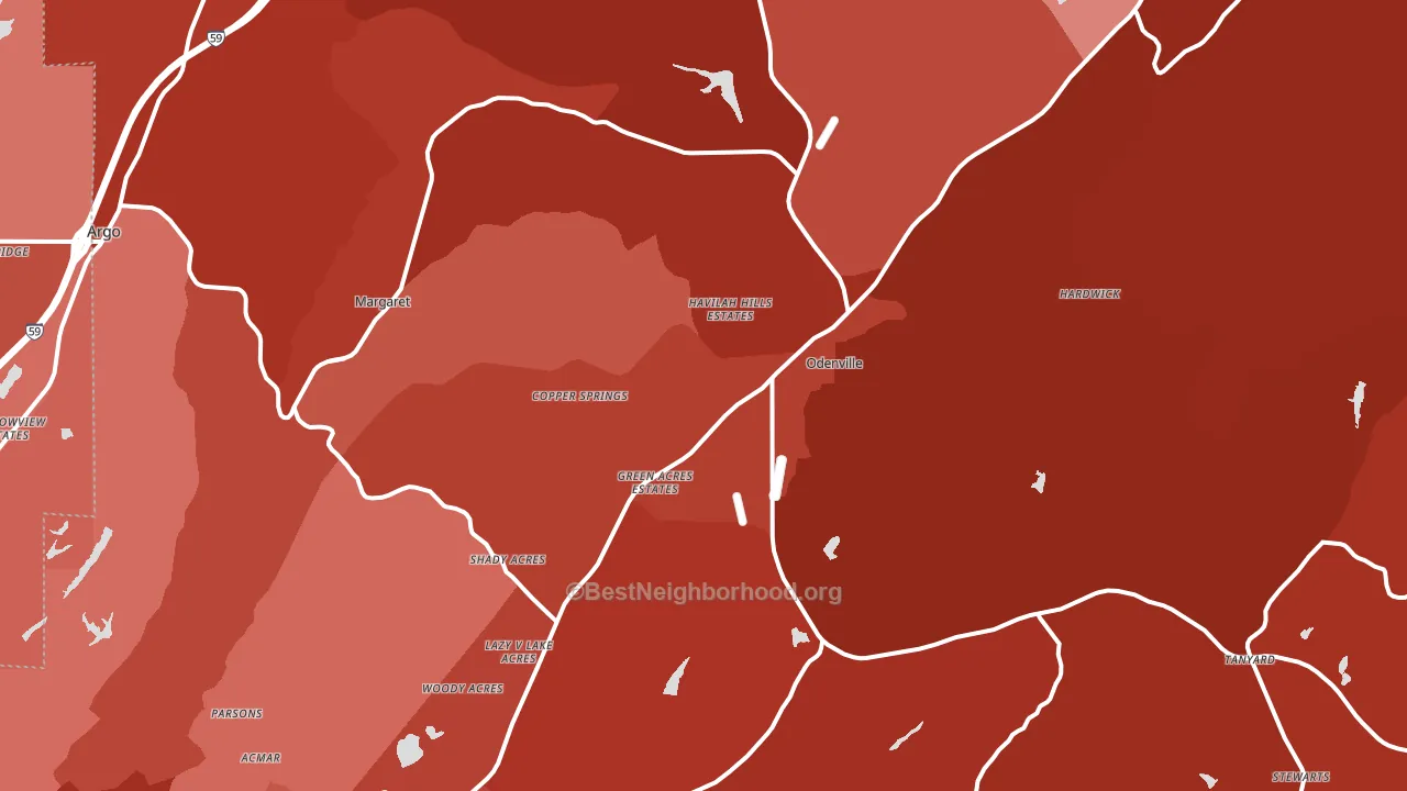 Odenville, AL block-group political-lean map