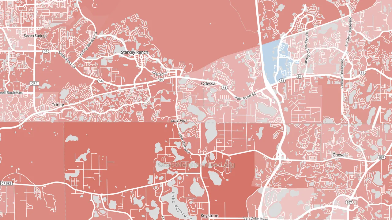 Odessa, FL block-group political-lean map