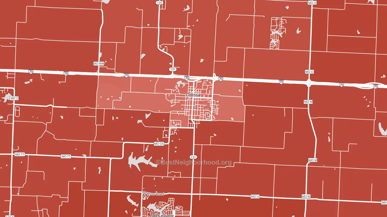 Odessa, MO block-group political-lean map